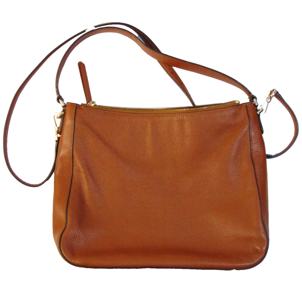 Kate Spade New York Pebbled Leather Medium Crossbody Bag Cognac Luggage Gold Zip - Picture 3 of 10